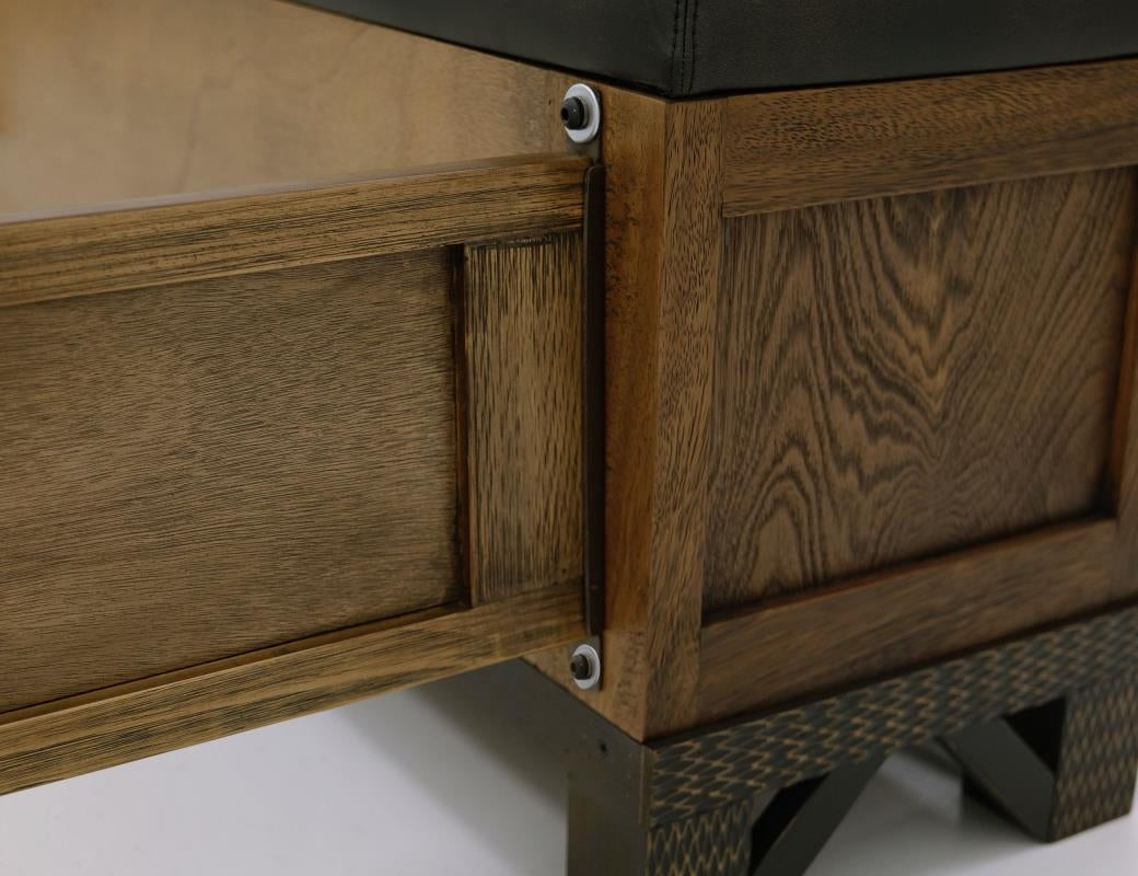 Solid Wood King Bed with Storage Bench and Headboard