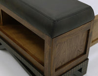 Solid Wood King Bed with Storage Bench and Headboard