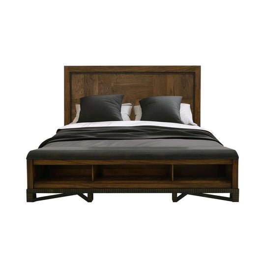 Solid Wood King Bed with Storage Bench and Headboard