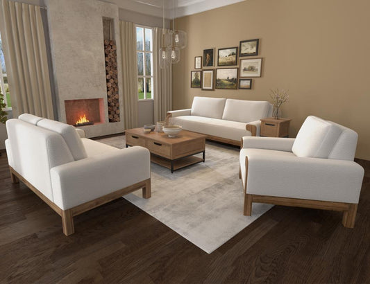 Solid Wood Upholstery Sofa Set 3-Seater for Living Room