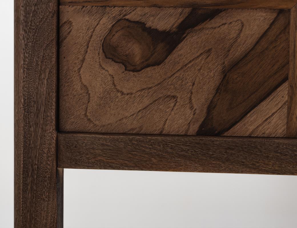 Solid Wood King Bed with Storage Bench in Rustic Teak Finish