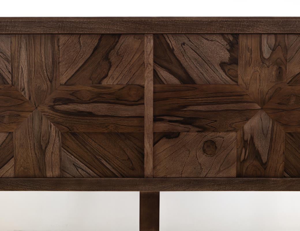 Solid Wood King Bed with Storage Bench in Rustic Teak Finish