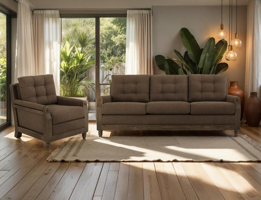 Solid Wood Upholstery 3-Seater Sofa Set for Living Room