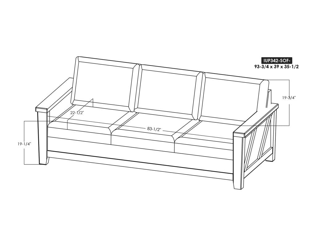 Solid Wood Sofa Set 3-Seater for Living Room