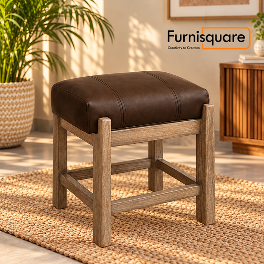 Solid Wood Upholstered Vanity Stool