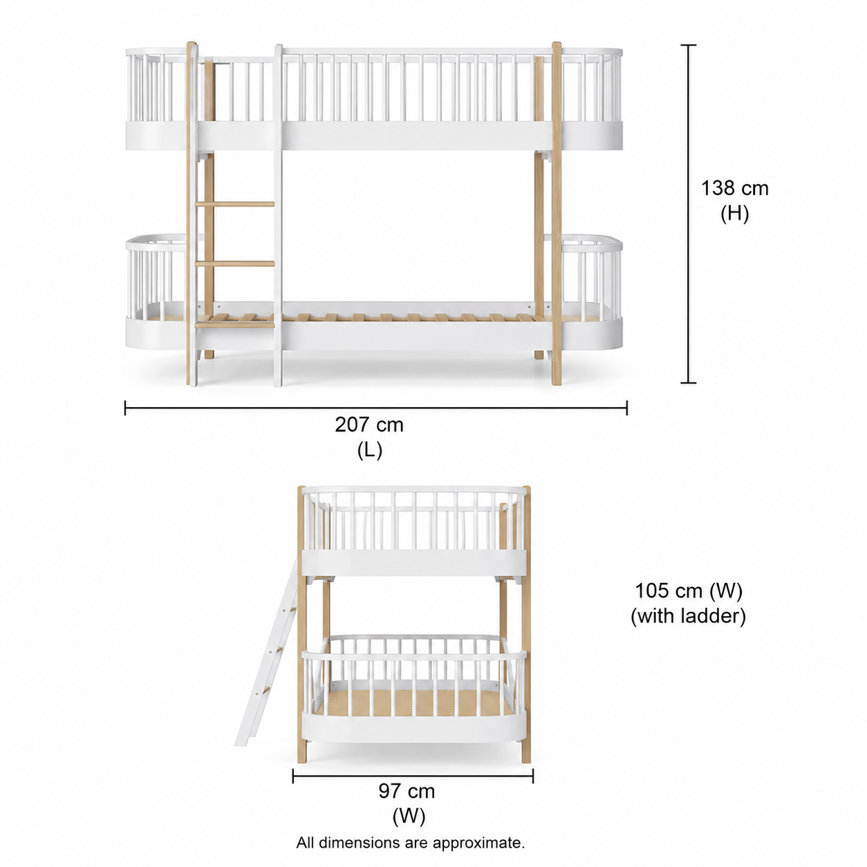 Solid Wood Bunk Bed for Kid's Bedroom
