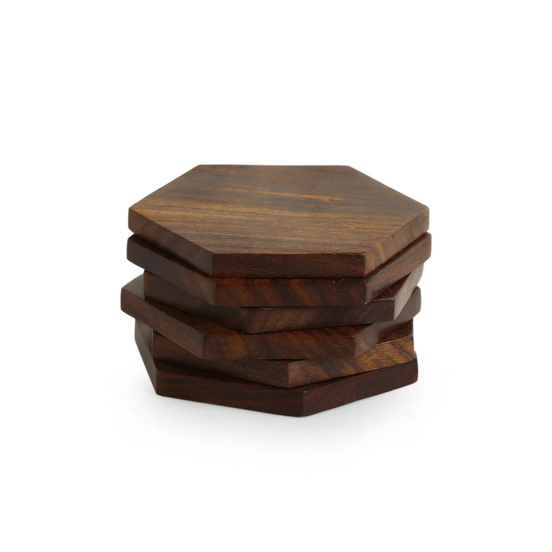 Solid Sheesham Wood Tea Coaster Set of 6