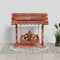 Wooden Jhula for Lord Krishna in Natural Finish