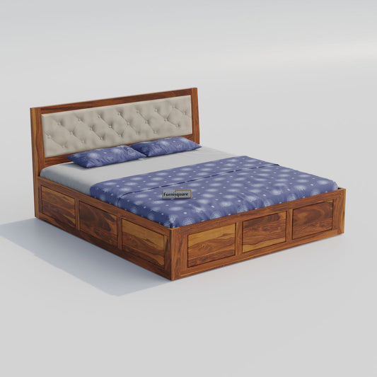 Wooden Queen Size Bed with Storage for Bedroom