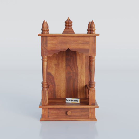 Solid Wood Handcrafted Puja Mandir with Traditional Design