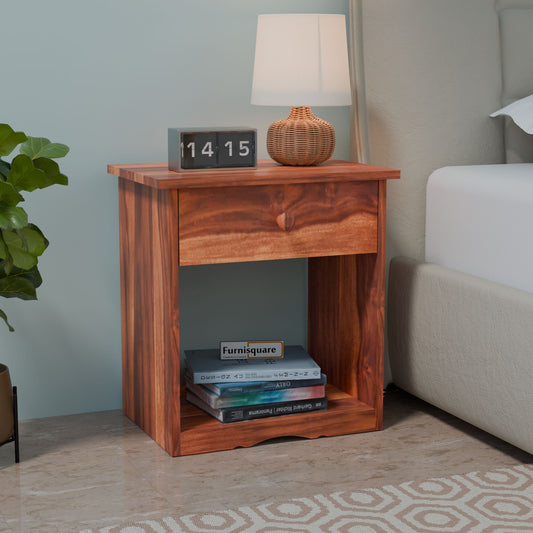 Wood Bedside Table with Drawers for Bedroom