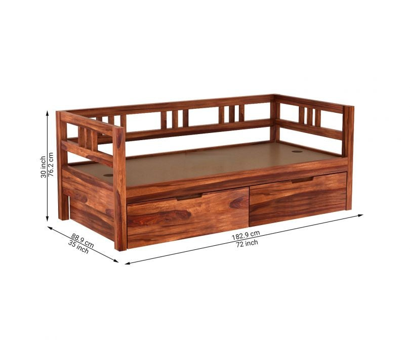 Solid Wood Divan with Storage for Living Room