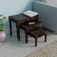 Sheesam Nesting Tables Set of 3 Stools for Decor & Living Room