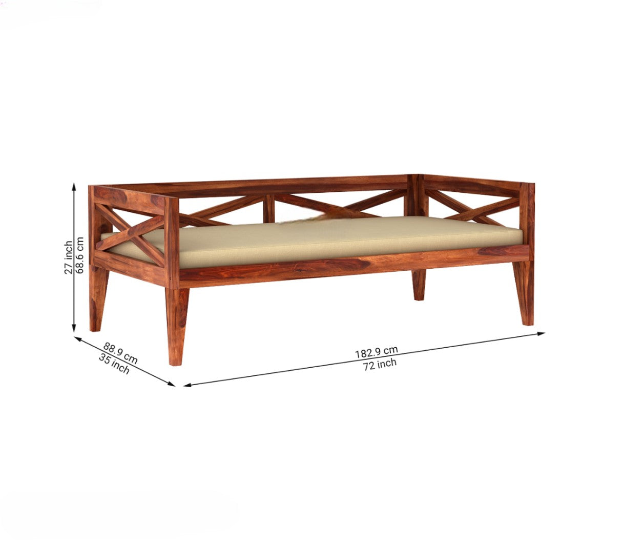 Solid Wood Divan with Mattress (Honey Finish)