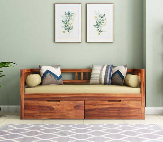 Solid Wood Divan with Storage for Living Room