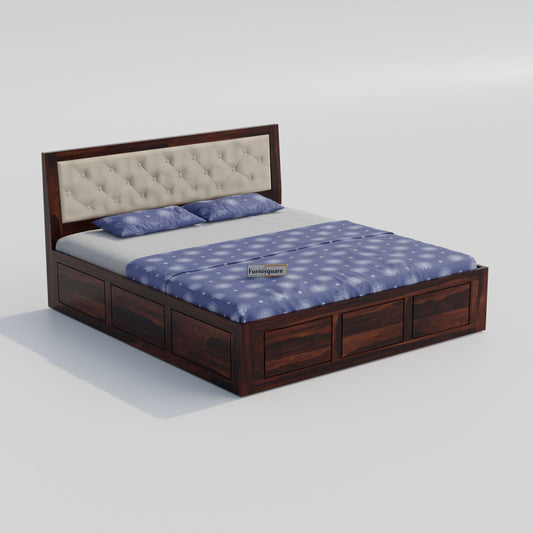 Solid Wood King Size Bed with Storage for Bedroom