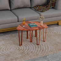 Wooden Nesting Tables Set of 2 Stools for Living Room