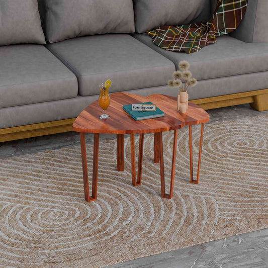 Wooden Nesting Tables Set of 2 Stools for Living Room