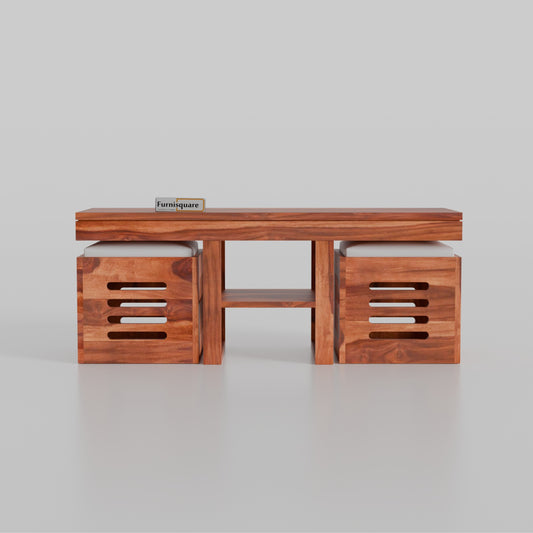 Wooden Coffee Table with Stool for Living Room