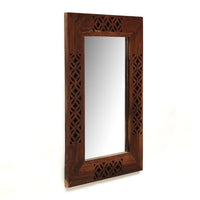 Solid Sheesham Wood Rectangle Wall Mirror for Bedroom