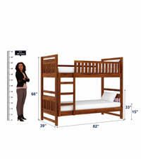 Solid Sheesham Wooden Bunk Bed with Ladder