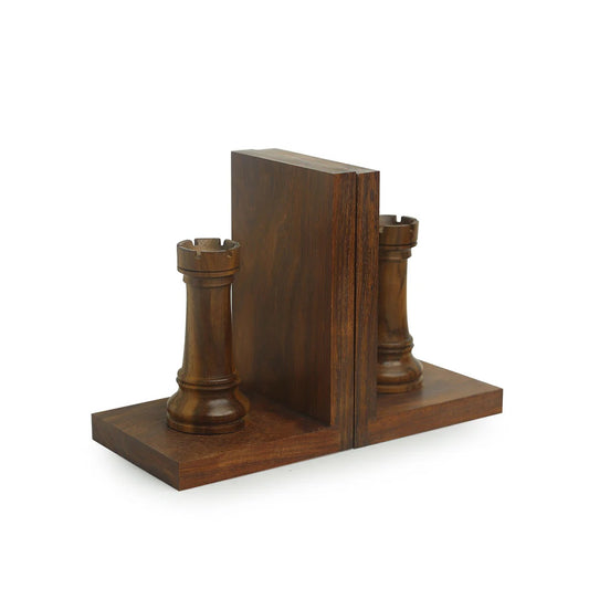 Chess Rook Wooden Book Ends for Shelf