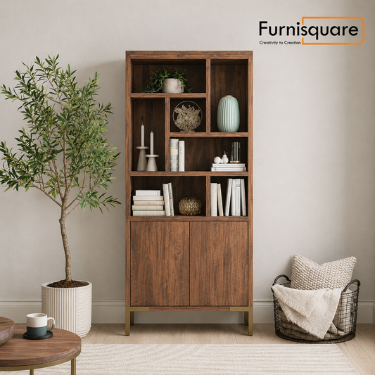 Solid Wood Bookshelf for Living Storage