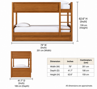 Solid Wood Bunk Bed in Natural Finish