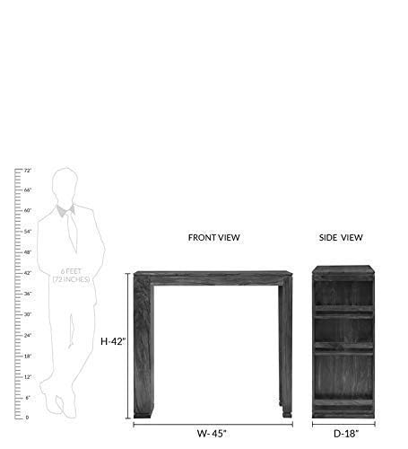 Solid Wood Long 2-Seater Bar Table with 3 Open Shelf Storage Sets for Bar Furniture