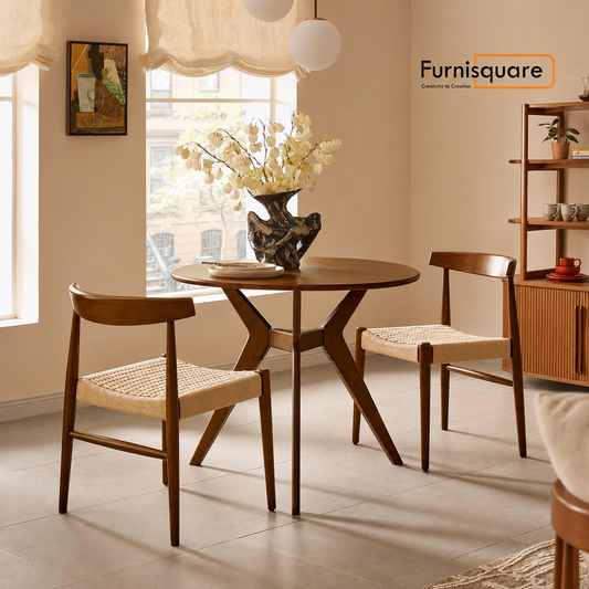 Wooden Dining Table 2-Seater with Bench for Dining Room