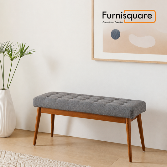 Wooden Tufted Bench | Upholstered Entryway Seating