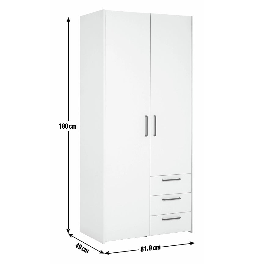 Solid Wood Wardrobe with Drawer Storage for Bedroom in Walnut Finish