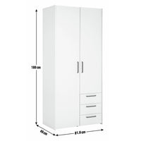 Solid Wood Wardrobe with Drawer Storage for Bedroom in Walnut Finish
