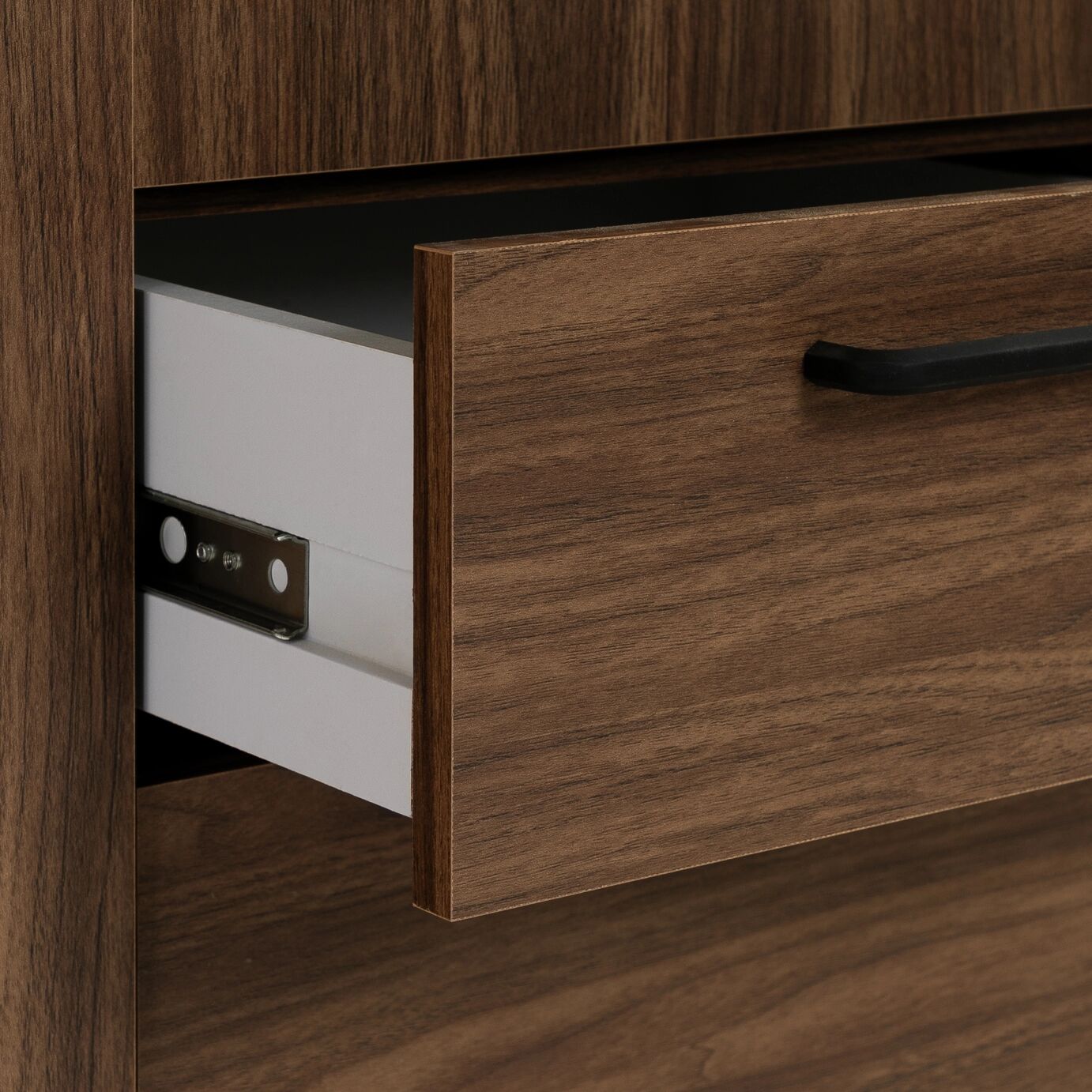 Solid Wood Wardrobe with Drawer Storage for Bedroom in Walnut Finish