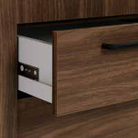 Solid Wood Wardrobe with Drawer Storage for Bedroom in Walnut Finish