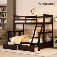 Wooden Bunk Bed with Storage Drawers