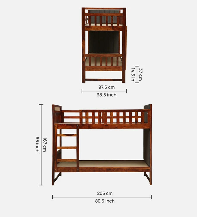 Solid Shessham Wooden Bunk Bed with Ladder
