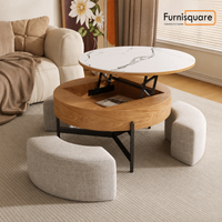 Solid Wood 4-Piece Ottoman & Lift-Top Coffee Table Set