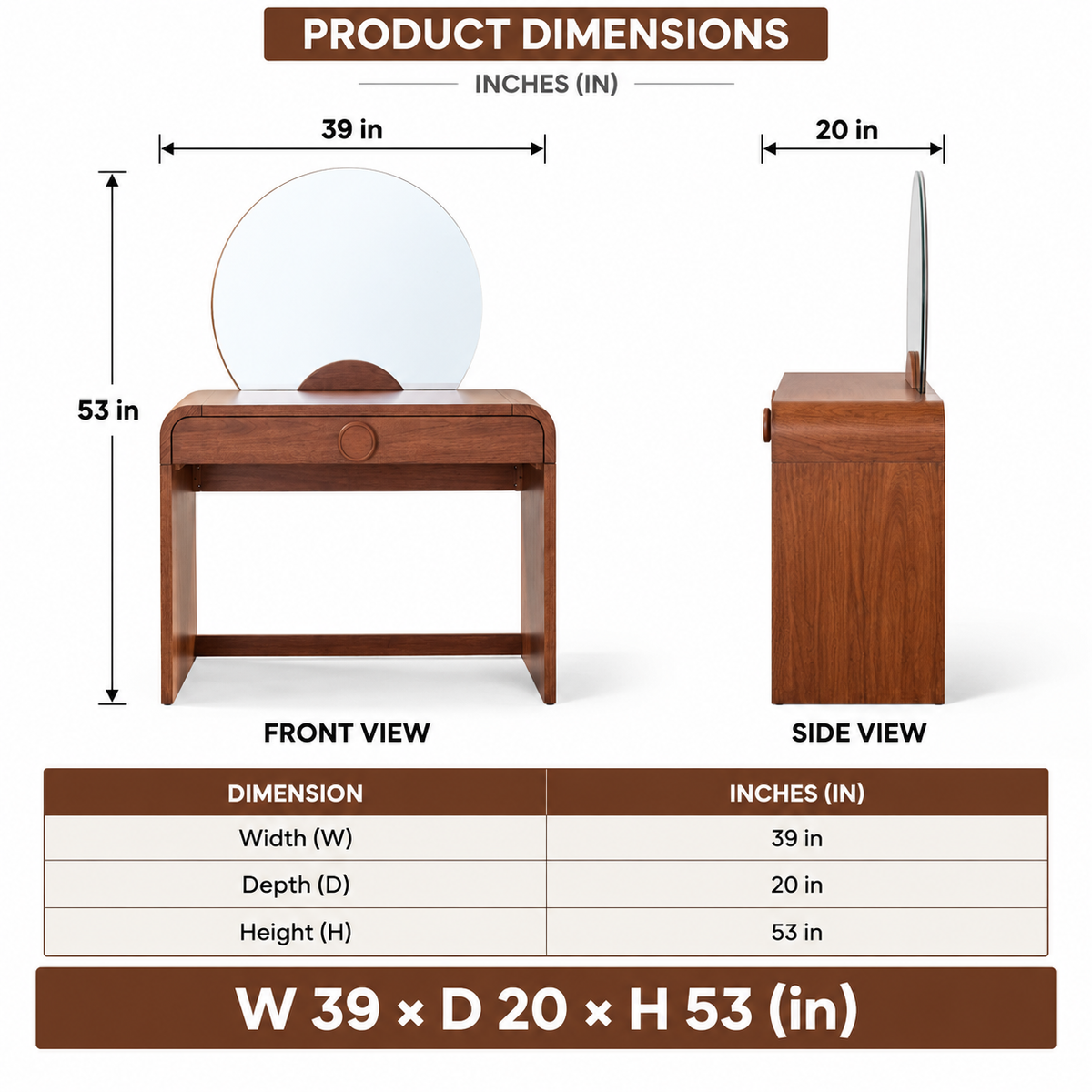 Wooden Dressing Table with Mirror for Bedroom
