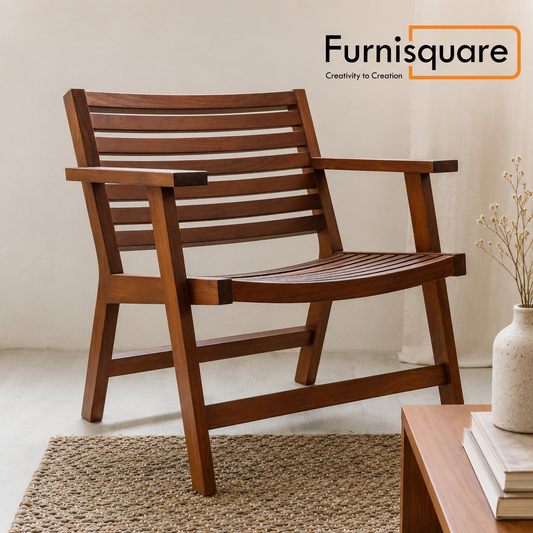 Wooden Dining Chair with Armrest