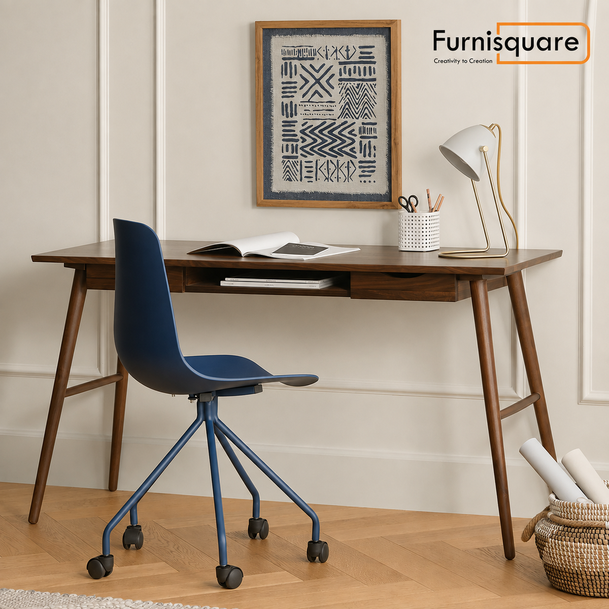 Solid Wood Study Desk with Drawers Study Room
