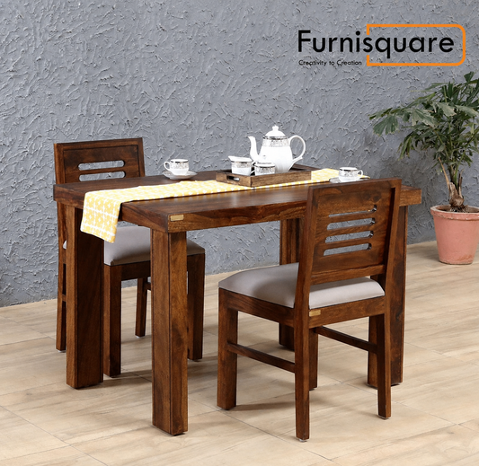 Wooden Dining Table 2 Seater for Dining Room with Cushioned Chair
