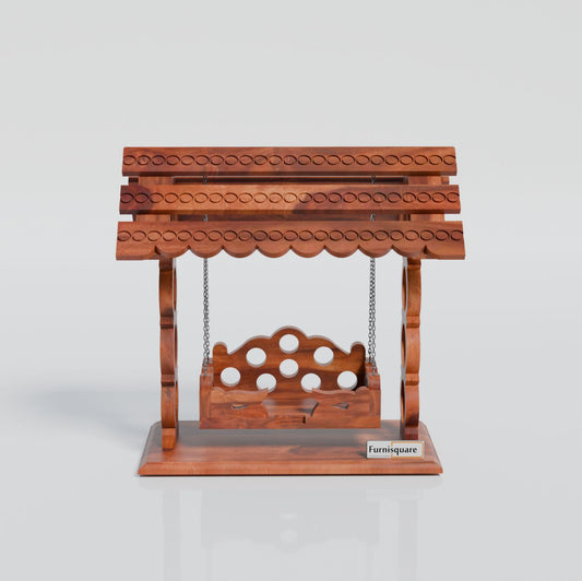 Wooden Jhula for Lord Krishna in Natural Finish