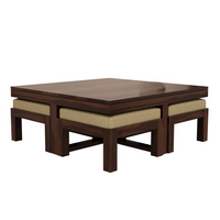 Solid Sheesham Wood  Coffee Table with 4 Stools for Living Room
