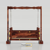 Wooden Jhula for Small Baby in Walnut Finish