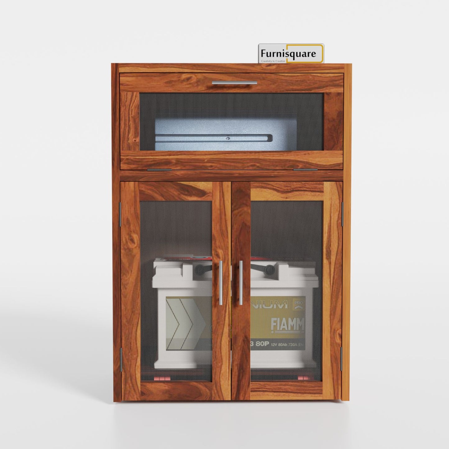 Wooden Storage Cabinet for Battery & Inverter Space