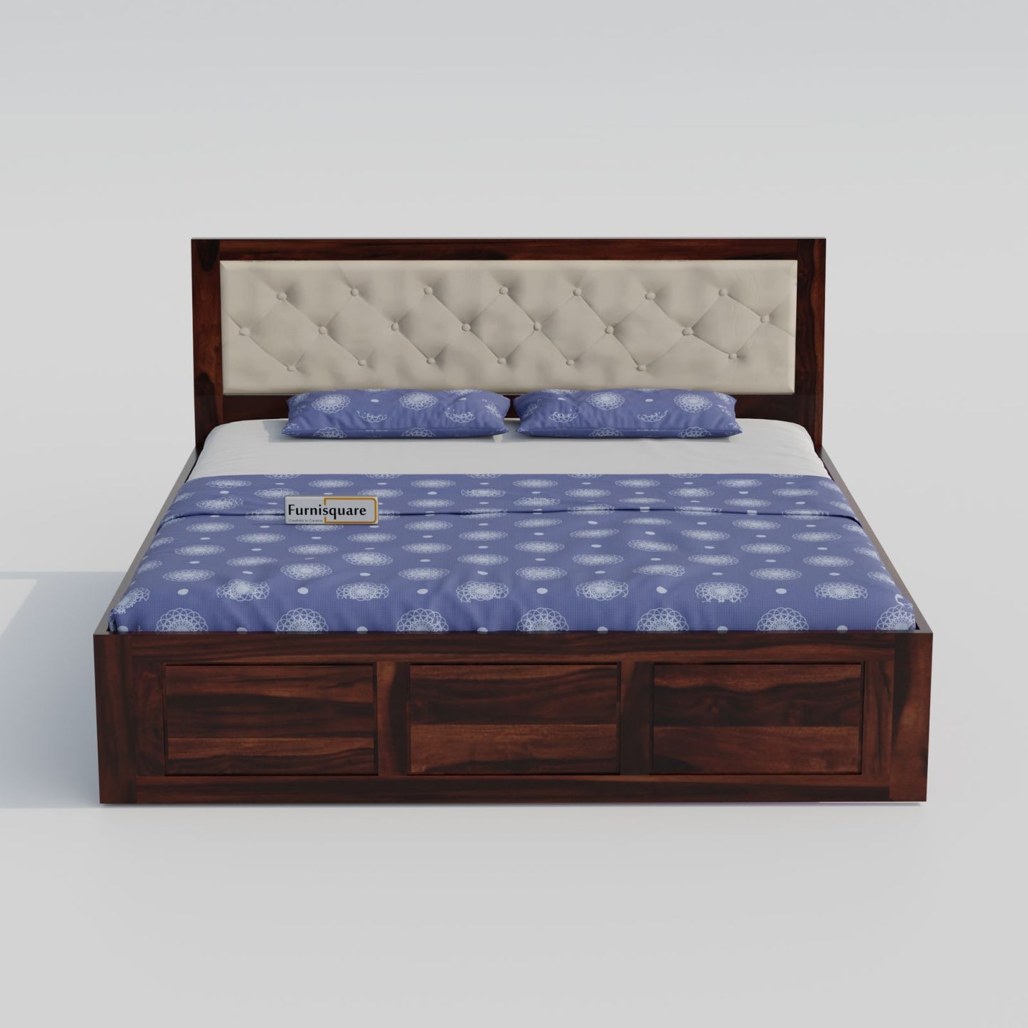 Wooden Queen Size Bed with Storage for Bedroom