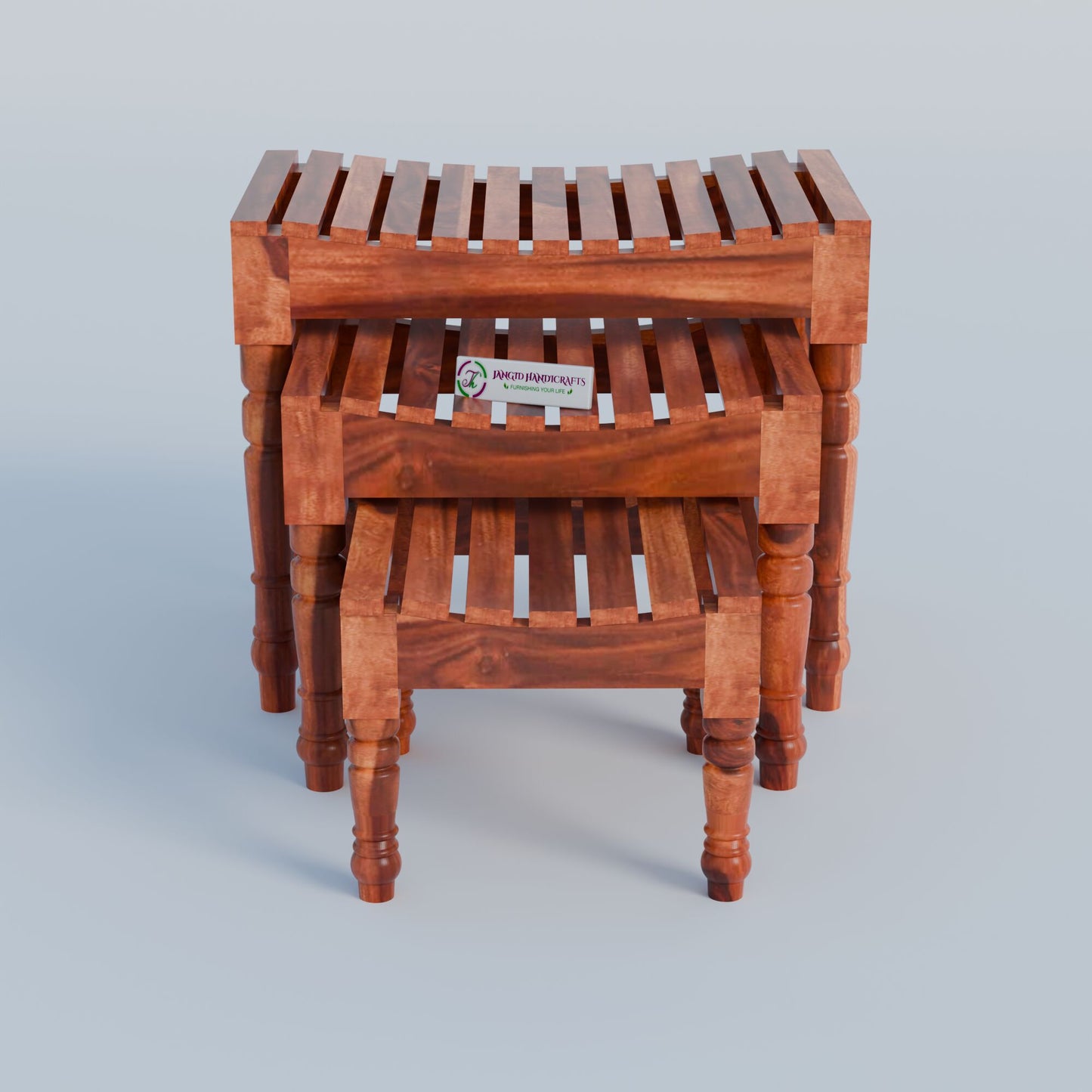 Sheesam Nesting Tables Set of 3 Stools for Decor & Living Room