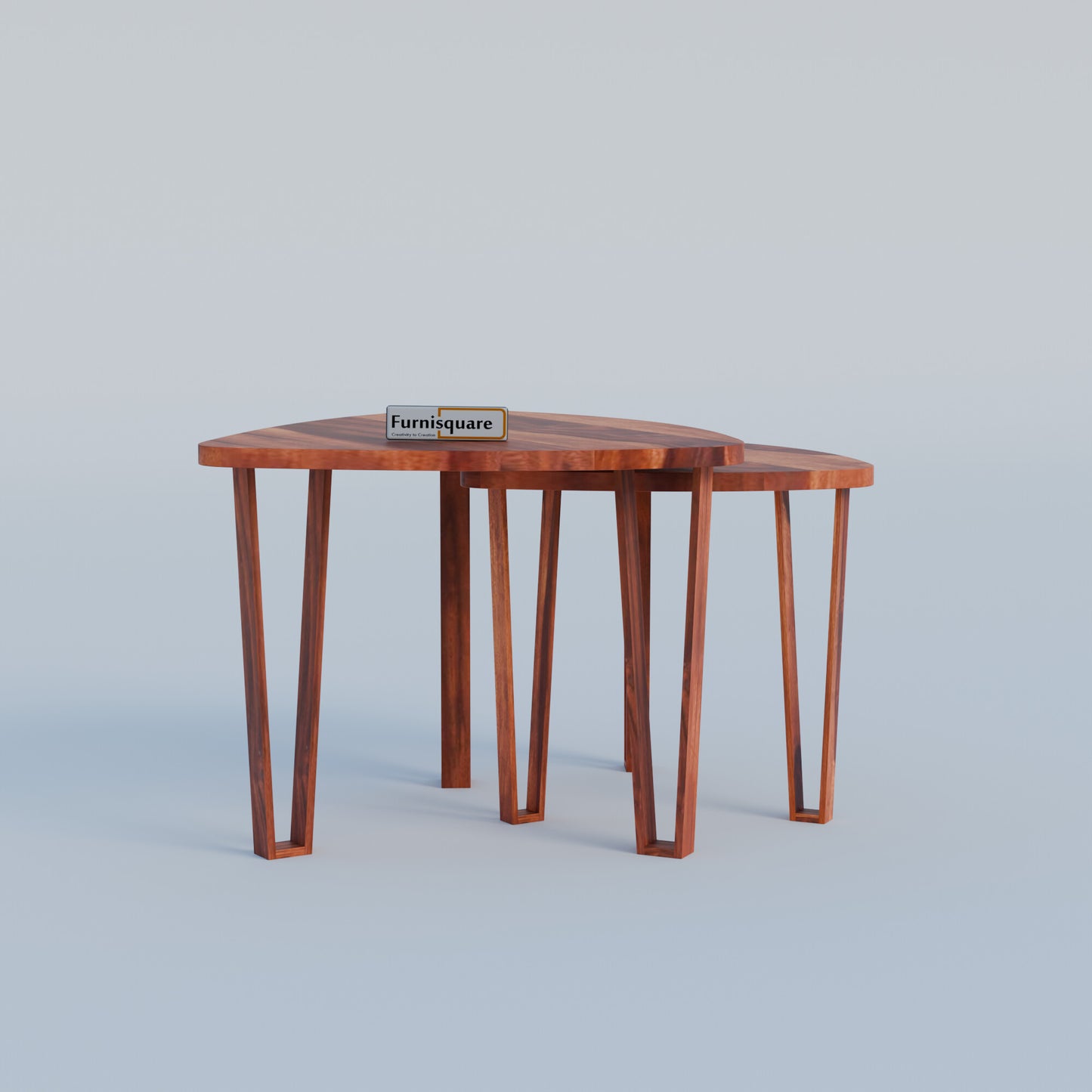 Wooden Nesting Tables Set of 2 Stools for Living Room
