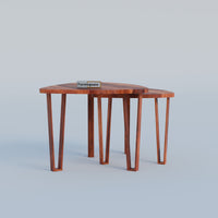 Wooden Nesting Tables Set of 2 Stools for Living Room